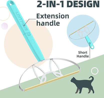 MAX LINTPLUS Pet Hair Remover – 2X Larger Cleaning Head, Adjustable 2-in-1 Handle (Extended & Compact Modes), Effortless Fur Removal from Carpets, Furniture, Bedding & Upholstery