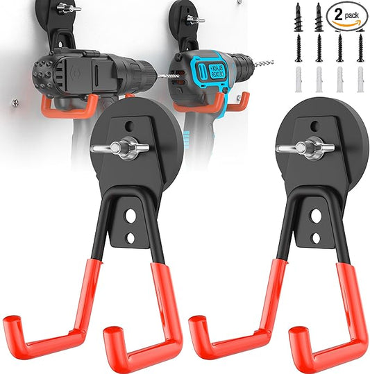 Large Strong Magnetic Hooks Heavy Duty Garage Big Magnet Hooks Extra Strength Magnetic Utility Storage Hook Hanger with Anti Slip Coating for Garden Indoor Outdoor Hanging Tools 2 Pcs Orange