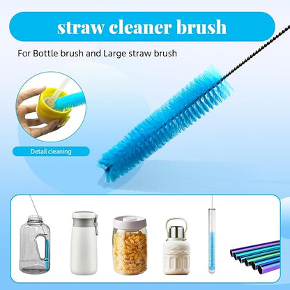 4-in-1 Bottle Brush, Long Handle Water Bottle Brush & Straw Cleaner Brush, Lid Brushe, for Cleaning Water Bottle, Flask, Wine Decanters, Coffee Mugs,Baby Bottles