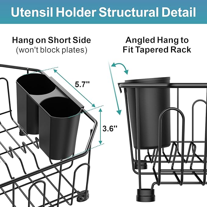 GSlife Small in Sink Dish Drying Rack - Compact Dish Drainer for RV Kitchen Apartment Sink, Rust Resistant Inside Sink Rack, 1–2 Person Households, 11.6" W x 13.4" L, Black