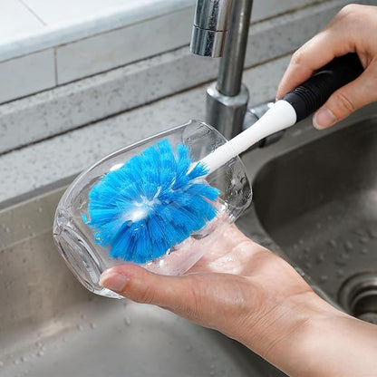 MOSOLAN Dish Brush Set of 3 with Water Bottle Brush, Dish Scrub Brush and Scrubber Brush, Long Handle Kitchen Scrub Brushes for Dishes, Bottles, Cups, Pots, Pans and Sinks, Round Head