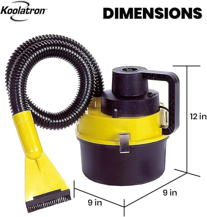 Koolatron 12 Volt Wet/Dry Canister Vacuum Cleaner - Handheld Car Cleaner with Attachments & Heavy Duty Suction, Compact and Portable Design, Ideal for Cleaning Vehicle, Truck, Carpet, Floor Etc