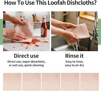 5 Pack Swedish Dishcloths for Kitchen, 100% Compostable Loofah & Plant Fiber Swedish Dish Cloths, Reusable Paper Towels, Super Absorbent, Non-Stick Oil, Fast Dry(7.87x7.87in)
