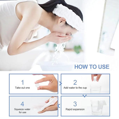 Compressed Disposable Face Towel: 100pcs Mini Tablets Portable Paper Clean Washcloths For Travel Travel Cleaning Camping Hiking Essentials - 3s Absorb 50gsm 5x Reusable