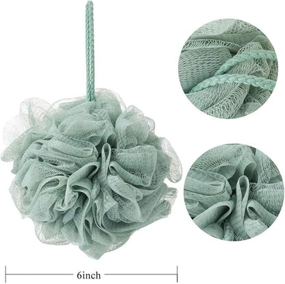 Bath Sponges, Shower Loofah for Body Exfoliation(3 pcs, Green&Linen&Pink)