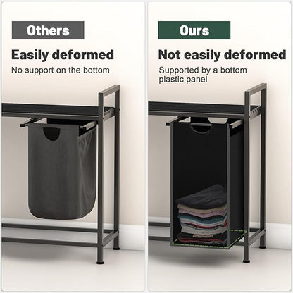 Sonharlar Laundry Hamper, Laundry Sorter with 3 Pull-Out Removable Oxford Fabric Bags Cloth Laundry Basket 3 x 10 Gallons (Charcoal Black)