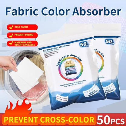 Laundry Color Catcher Sheets - Anti-Dye Transfer Washing Machine Paper, 50 Pack Fabric Protection | Prevent Bleeding Non Stain Absorbing Cleaning for Mixed Clothes Home Care Solution