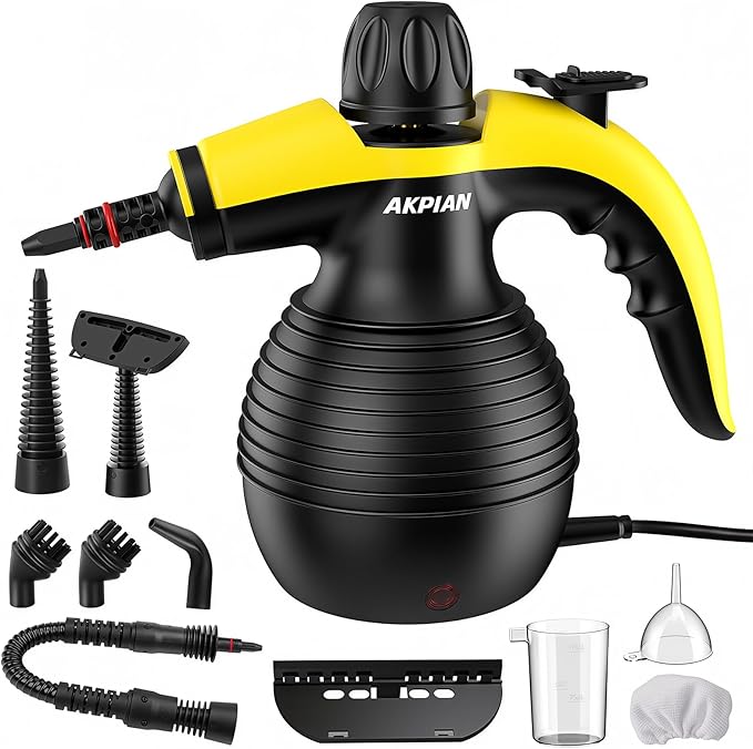 Handheld Steam Cleaner, 1050W Multipurpose Portable Steam Cleaner with 10 Accessories, Chemical-Free High Pressure Steamer for Tile, Grout, Floor, Kitchen, Bathroom, Windows