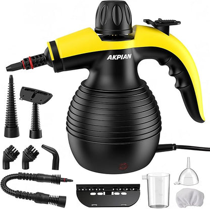Handheld Steam Cleaner, 1050W Multipurpose Portable Steam Cleaner with 10 Accessories, Chemical-Free High Pressure Steamer for Tile, Grout, Floor, Kitchen, Bathroom, Windows
