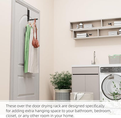 2 Pack Over The Door Hanger, Folding Over The Door Drying Rack for Laundry,Foldable Over The Door Clothes Hanger,Small Clothes Drying Rack for Dorm Portable Black