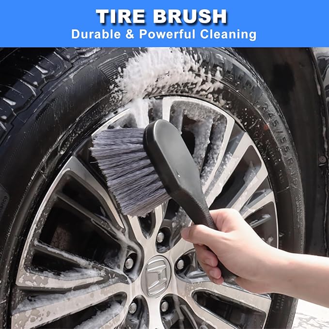10Pcs Wheel Brush Kit for Cleaning Wheel and Tire, Wheel and Rim Brush, Car Detailing Brushes, Tire Brush, Bendable & Durable Car Wheel Rim Cleaner Brush Set,Car Cleaning Brush Supplies Kit