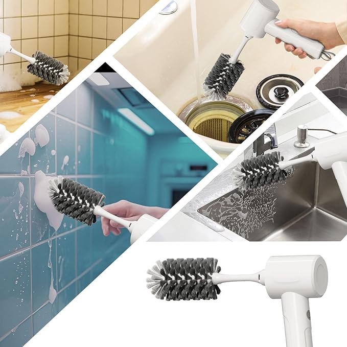Electric Spin Scrubber - Cordless Handheld Cleaning Brush with 2 Speeds & 4 Brush Heads, Rechargeable 1500mAh Battery for Kitchen Sink, Bathroom Tile, Stovetop, Glass, Car Detailing