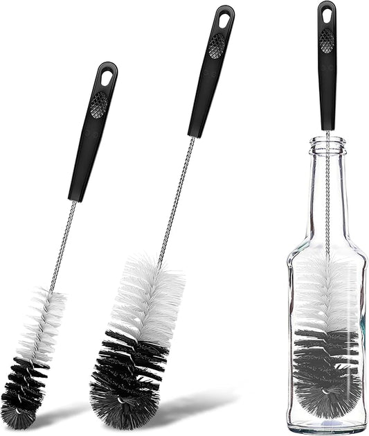 2 Pcs Bottle Brushes Set, Long Thin Flexible Bendable Flexible Cleaner for Narrow Neck Bottles, Water/Wine/Beer/Baby Bottles, Pipes, Tubes, Hoses, Teapots - Bendable & Dishwasher Safe