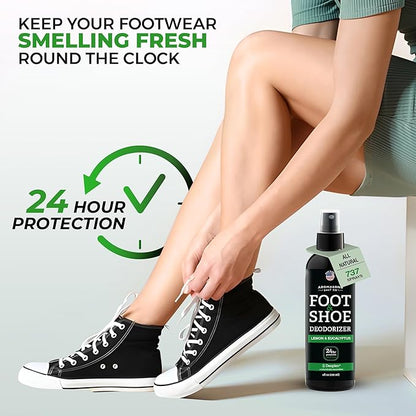 Aromasong Natural Shoe Deodorizer and Foot Spray | 2-Pack | 24-Hour Freshness Foot Odor Eliminator for Feet - Extra Strength Fresher for Smelly Shoes & Stinky Feet Spray with Refreshing Scent, 4oz
