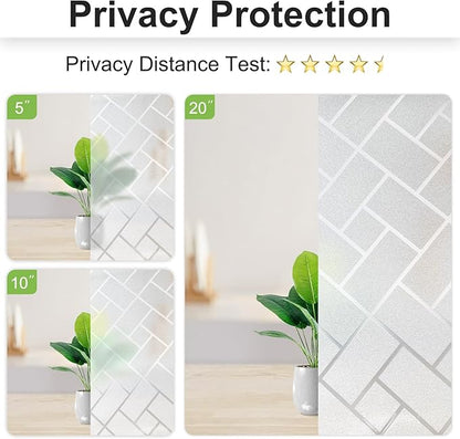 MAGIDEKOR Window Privacy Film with 3 Installation Tools, Frosted Glass Window Film,Static Clings UV Blocking Reusable Decorative Window Film for Bathroom Home Office,Rectangle,17.5 Inch X 6.5 Feet