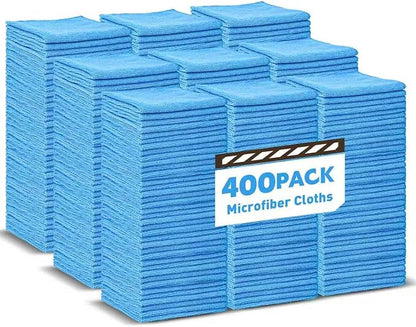 TEAWOO Blue Microfiber Towels Bulk-400 Pack, Cleaning Cloths Bulk, Microfiber Towels for Cars, Cleaning Rags Blue (12x12 inches)