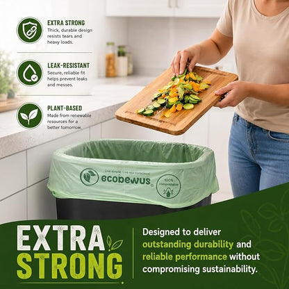 100% Compostable 13 Gallon Bags (35 Bags) Tall Kitchen Food Scrap Disposable Compost Trash Bgas Certified Composte Bags US BPI & OK Compost Home Certified by Meeting ASTM D6400 (35 ct.)