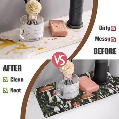 Sink Faucet Absorbing Mat, 2 Pack Drying Mat Around Faucet Sink Splash Guard Behind Faucet Sinkmat For Kitchen Bathroom Island Rv 15 * 5.5 Inch (38 * 14 cm)