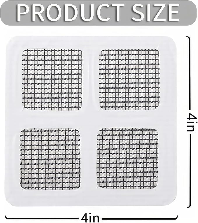 60 Pack Disposable Shower Drain Hair Catcher, 4" X 4" Disposable Drain Hair Catcher, Floor Drain Filter Stickers, Square Shower Drain Mesh Sticker, Bathroom, Laundry, Bathtub, Kitchen, Sink