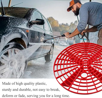 2 PCS Car Wash Bucket Insert, Plastic Wash Bucket Insert Removes Dirt Debris for Car Detailing Cleaning, Auto Detail Grit Trap Fits 12 Inch Diameter or 3-5 Gallon Bucket (Black+Red)