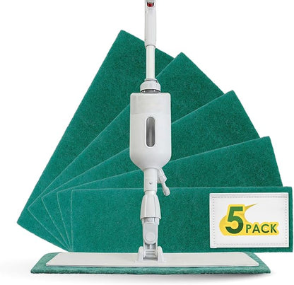 Scrub Mop Pads - Pack of 5 Washable, 18-inch, Scouring and Scrubbing Replacement Attachments - Compatible with Bona, Rubbermaid and Libman Microfiber Mops