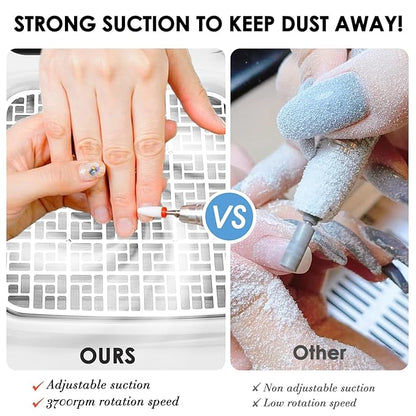 Nail Dust Collector with Reusable Filter for Acrylic Gel Nails, Vacuum Fan Dust Collector for Beginner, Adjustable Nail Vacuum Suction Fan for Manicure Pedicure at Salon or Home