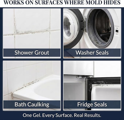 BUKKI Professional Mold Stain Remover Gel (7 FL OZ), Heavy Duty Thick Gel for Shower Grout, Front Load Washer Seals, Caulking, Bathrooms, Sinks and Tile