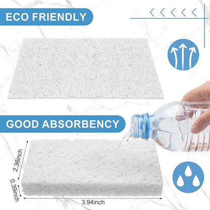 Zhengmy 48 Pieces Sponges Bulk Sponges Kitchen Compressed Sponge Natural Dish Sponge Compressed Wood Pulp Cleaning Without Scratching for Kitchen Bathroom, 3.9 x 2.4 x 0.12 Inch (White)