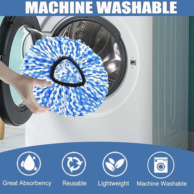 4-Pack Spin Mop Replacement Head for O-Ceda RinseClean Spin Mop Refill 2-Tank System Microfiber Deep Cleaning Machine Washable and Easy-to-Replace