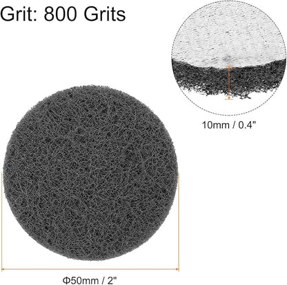 HARFINGTON 20pcs Scrubber Scouring Pads 800 Grits 2 Inch Drill Power Brush Hoop and Loop Surface Conditioning Disc Drill Scuffing Disc Scrub Pads for Home Kitchen Cleaning, Grey