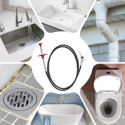 118" Flexible Grabber Claw Tool Reacher, Drain Snake Hair Drain Clog Remover Tool with 4 Claws Bendable Hose for Litter Pick, Home and Kitchen Sink, Drains, Toilet