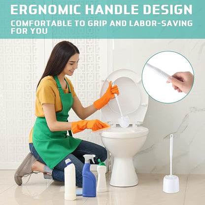 Roshtia 6 Sets Toilet Brush and Holder Set for Bathroom Cleaning Toilet Bowl Brush Scrubber with Caddy for Cleaning, 14.57 Height(White)