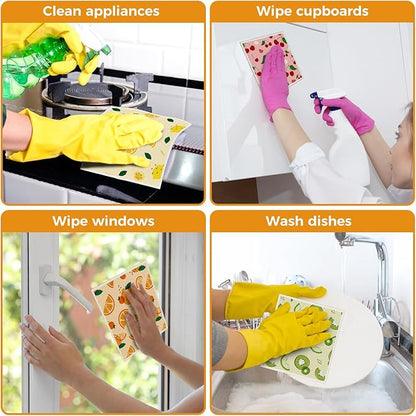 wlich 10PCS Swedish Dishcloths for Kitchen, Reusable Paper Towels Washable, Dish Rags for Washing Dishes with Clips, Non-Scratch Kitchen Towels and Dishcloths Sets, Dish Cloths, No Odor(Fruit)