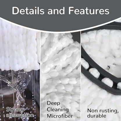 Spin Mop Replacement Head,Thick Microfiber Refills for O-Cedar Spin Mop,4-Pack Washable & Reusable for Hardwood/Tile Floors, Exact Fit for 1-Tank System (White)