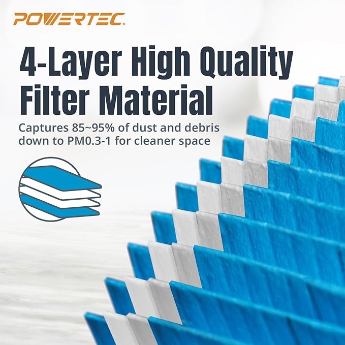 POWERTEC 90304 Cartridge Filters 4PK for Shop Vac, 90333, 90350, 9030433 Type U Replacement Filters, Fits Shop-Vac Most 5 Gallon and Above Wet/Dry Vacuum Cleaners (75082-P4)