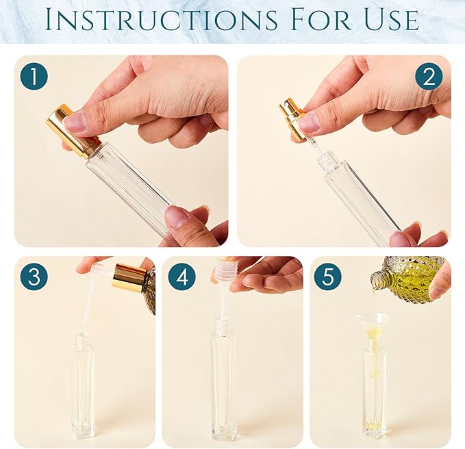 Domensi 20 Pcs 10/15/20/30 ml Perfume Travel Refillable Glass Bottles Spray Bottle Perfume Atomizer for Cologne Dispenser Leak-proof Fragrance Bottles Atomizer Pump Kit (10 ml,Gold)