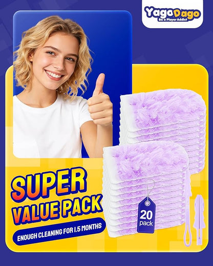 22 Count Unscented Duster Refills with 2 Foldable Handles, 360 Duster Refill Compatible with Swiffer Dusters for Cleaning Tight Spaces, Compatible with Swiffer 360 Refills for Pet Hair