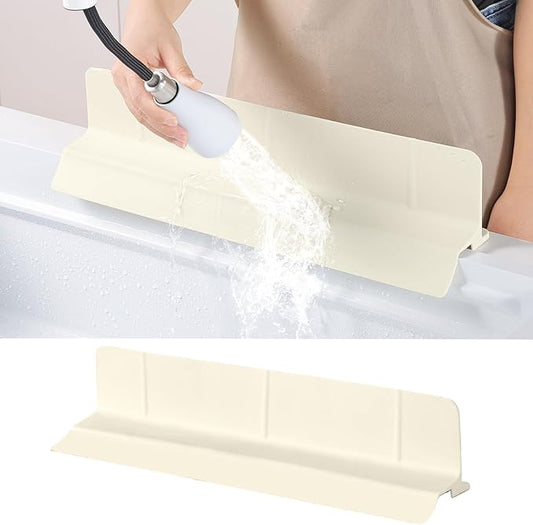 18" Upgraded Silicone Sink Splash Guard Released in 2026,Self-Draining Water Splash Guard for Kitchen Sink,Bathroom and Kitchen Island,with 3.5" High Splash Guard & 6 Strong Suction Cup (Beige)