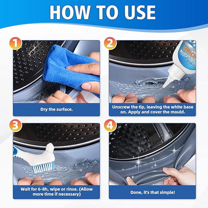 Mold Stain Cleaner Gel, 8 FL oz Heavy-Duty Household Cleaner for Washing Machine Gasket, Shower Caulk, Bathroom Grout & Front Loader Seal (220ml)