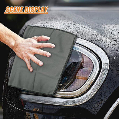 9PCS Car Cleaning Kit, No-Scratch Auto Detailing Tools Set with Wash Mitt, Large Sponge, Wheel Brush, Wax Applicator Pads and Microfiber Towels for Car Interior and Exterior Care (Gray)