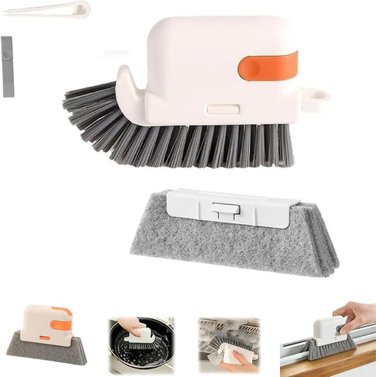 3-in-1 Removable Window Slot Brush,New Window Groove Cleaning Brush, Portable Window Track Cleaner Window Groove Cleaning Brush Tools with Hidden Scraper for Home Window Groove (Orange -1Set)