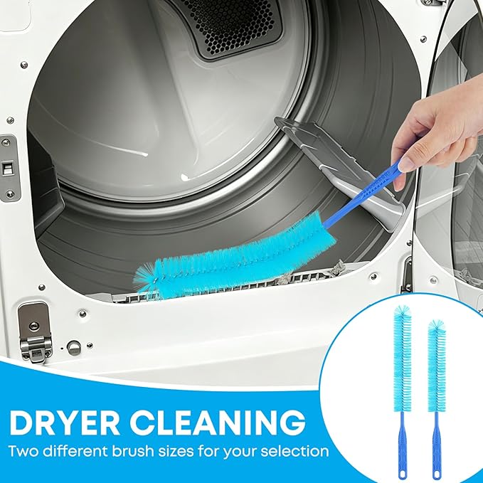 Dryer Vent Cleaner Kit - Long Dryer Vent Cleaning Brush with Lint Remover, Refrigerator Coil Cleaning Brush, Appliance Brush Set for Household Maintenance, AC Drain Radiator Grout Cleaning Tools