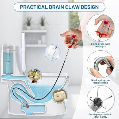 76 Inch Drain Snake Upgraded Ball Knob – Toilet Snake Flexible Grabber Claw for Clog Remover & Pick Up Items