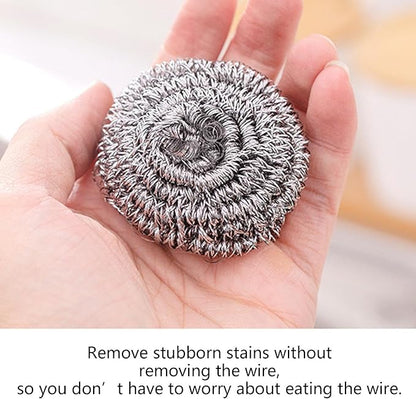 Dish Scrubber Ball - Steel Wire Cleaning Ball | Steel Sponges Scrubbers | Dishes Washing Scrubber Scrubber Ball | Steel Wool Scrubber Sponge for Removing Tough Dirt, Grease from Pots, Stovetops