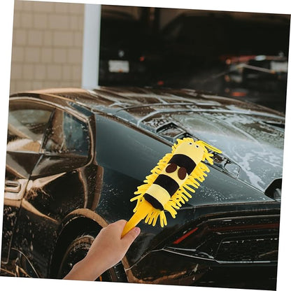 GANAZONO Hanging Car Wash Brush Long Handle Duster for Car Microfiber Cleaning Brush Ceiling Fan Tool Reusable Duster Refills Auto Washing Mop Kit Cartoon Animal Design