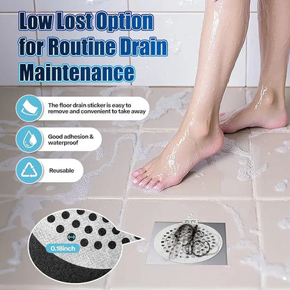 38 PCS Disposable Shower Drain Hair Catcher, Mesh Drain Covers Stickers, Peel & Stick Drain Strainers to Stop Clogs, Strong Adhesive Mesh Stickers for Bathtub, Bathroom, Kitchen Sink, Easy Peel Remove