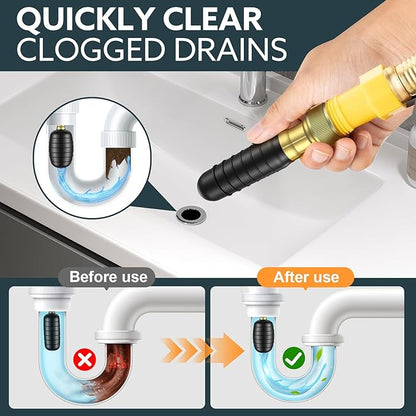 3-Pack Drain Bladder Kit, Water-Powered Rubber Drain Cleaning Bladder, Fits 1 to 6 Inch Pipes, Ideal for Clearing Bathroom Sinks, Showers, Swimming Pool Drains, Kitchen Sinks and Main Drains Clogs