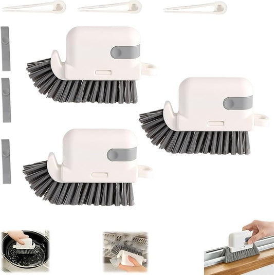 3-in-1 Removable Window Slot Brush,New Window Groove Cleaning Brush, Portable Window Track Cleaner Window Groove Cleaning Brush Tools with Hidden Scraper for Home Window Groove (Gray-3PCS)