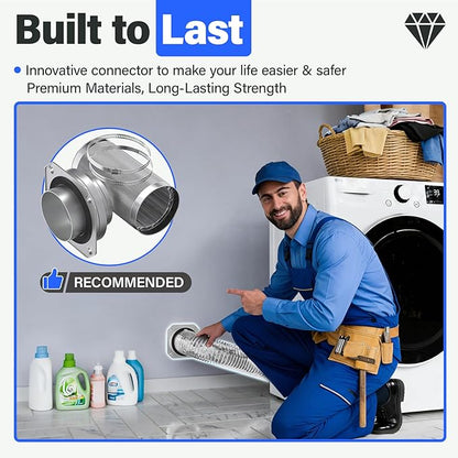 Magnetic Dryer Vent MV-180 Connector Kit, 4 Inch for Tight Spaces, Strong Magnetic Seal, Easy Quick Installation, Improves Airflow & Safety, simple to Clean