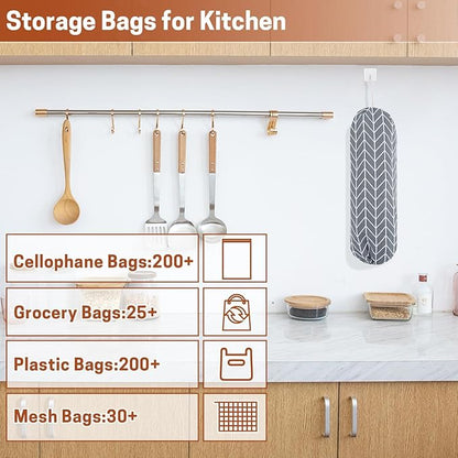 SWISSELITE Reusable Plastic Bag Organizer, Wall Mount, Large Grocery Bag Storage Dispenser, 22x9 IN